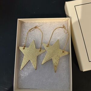 Nickel & Suede Gold Star Earrings